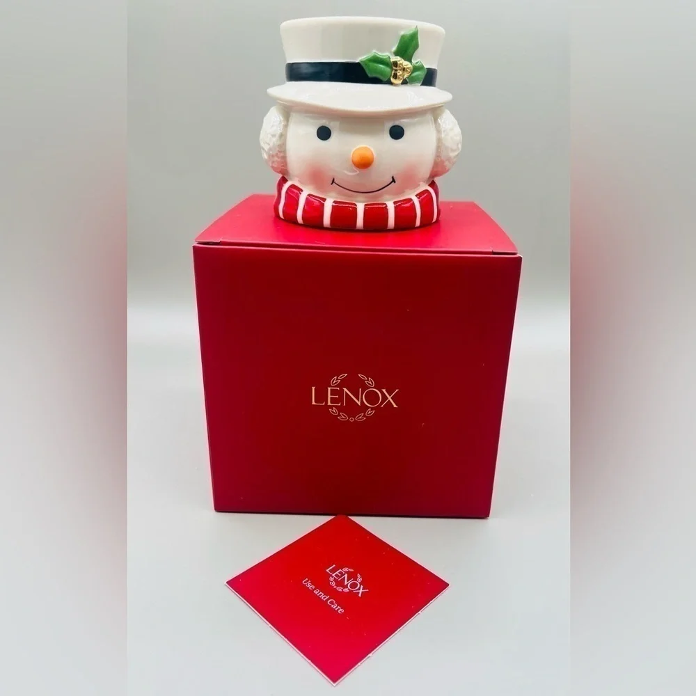 Lenox Snowman Figural Christmas Holiday Candle Holder with Tea Light Candle NIB